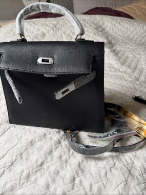 Black Structured Top-Handle Women's Bag